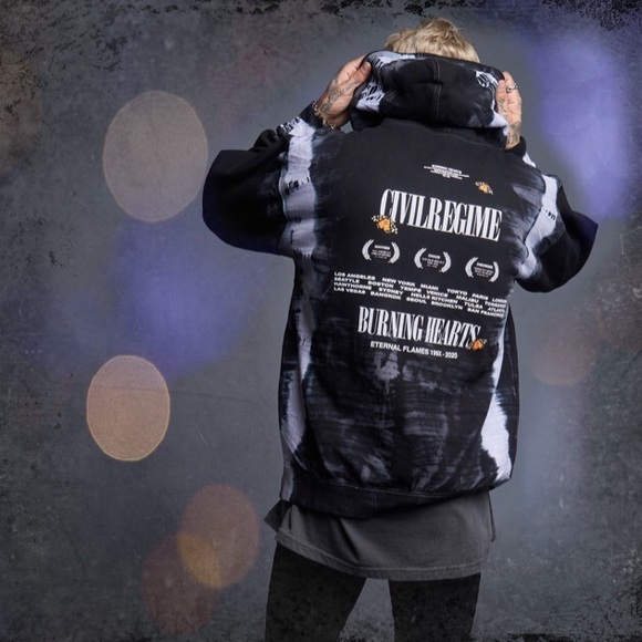 Civil Regime Tops Civil Regime Burning Hearts Hoodie Nightmare Wash